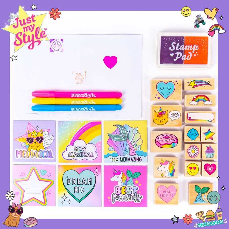 Kids Wooden Stamp Art & Craft Kit with 28 Pieces for Creativity and DIY Projects