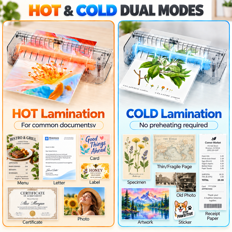 9-Inch A4 Thermal Laminator Machine Hot Cold Fast Warm-Up Anti-Jam with Corner Rounder