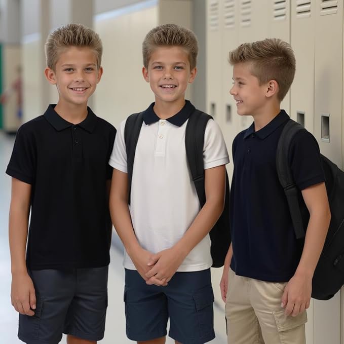 Kids Polo Shirt 2-Pack Short Sleeve Performance Uniforms for School & Sports
