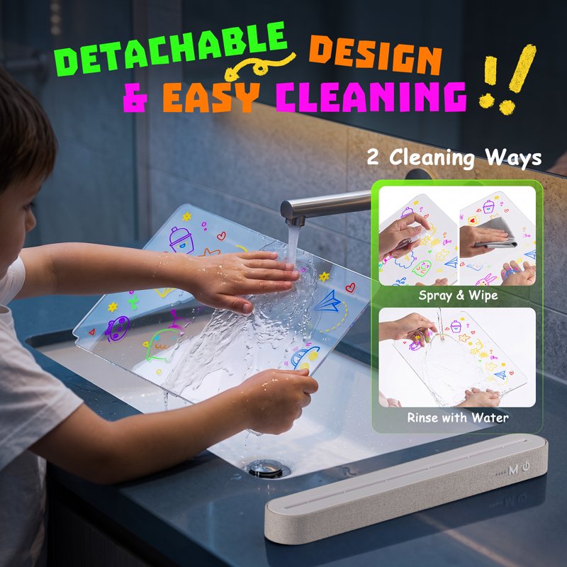 Rechargeable LED Drawing Board for Kids 16-Inch with Light Effects & Detachable Acrylic