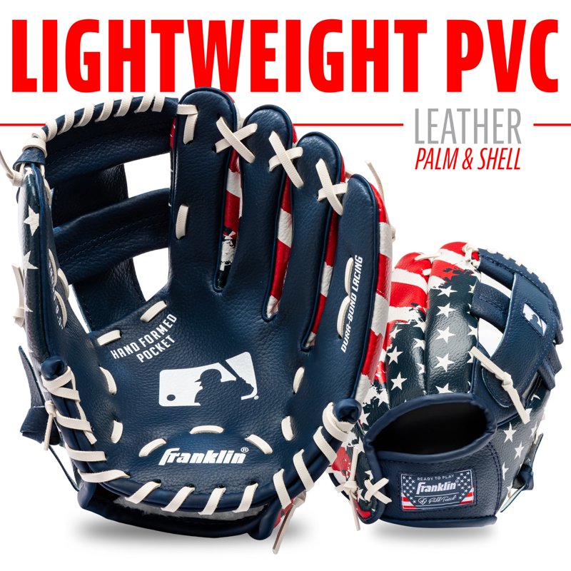 Kids Tee Ball Glove and Ball Set - Lightweight, Soft, Right Hand Throw, 9.5 Inch
