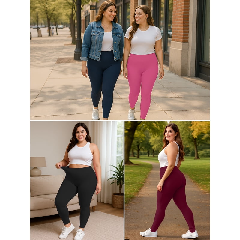 Plus Size High Waist Yoga Leggings for Women - Soft, Stretchy, Tummy Control