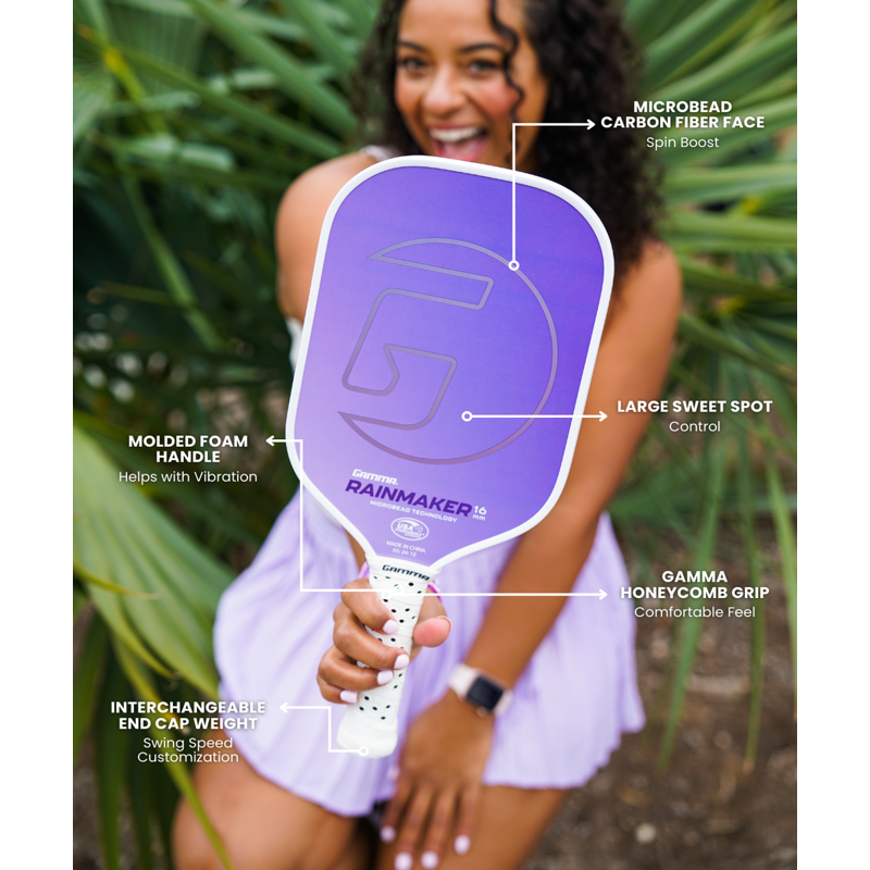 Rainmaker 16 mm Microbead Pickleball Paddle - Purple (Variation of THIS listing: 16 mm, Rainmaker, Purple)