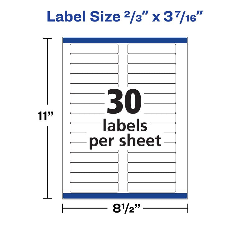 Self-Adhesive File Folder Labels 2/3 x 3-7/16 Inches Pack of 1500 White