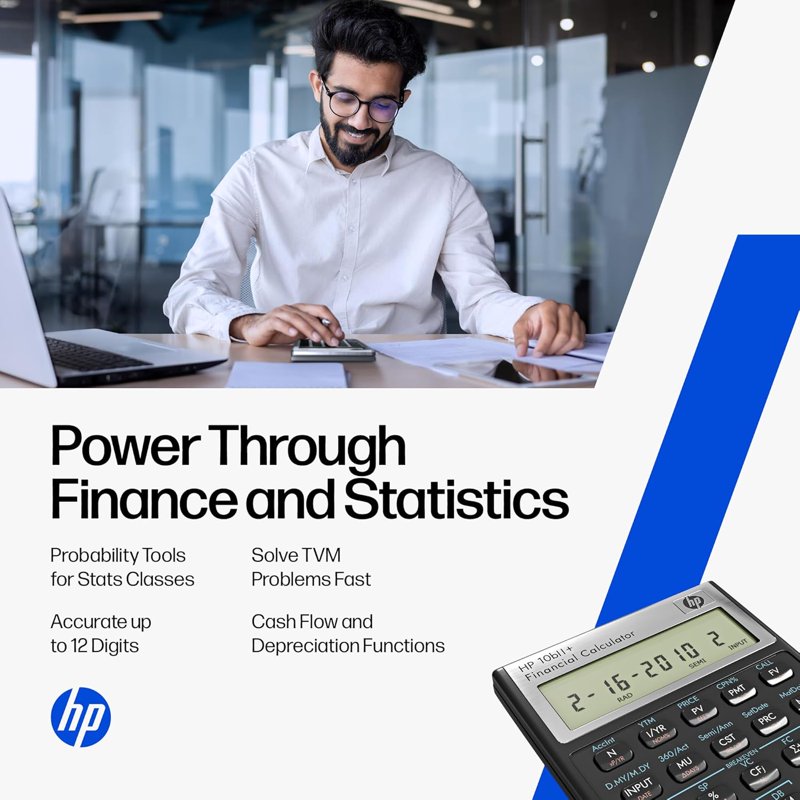 Financial Calculator with 100+ Functions for Business and Exams - HP 10bII+