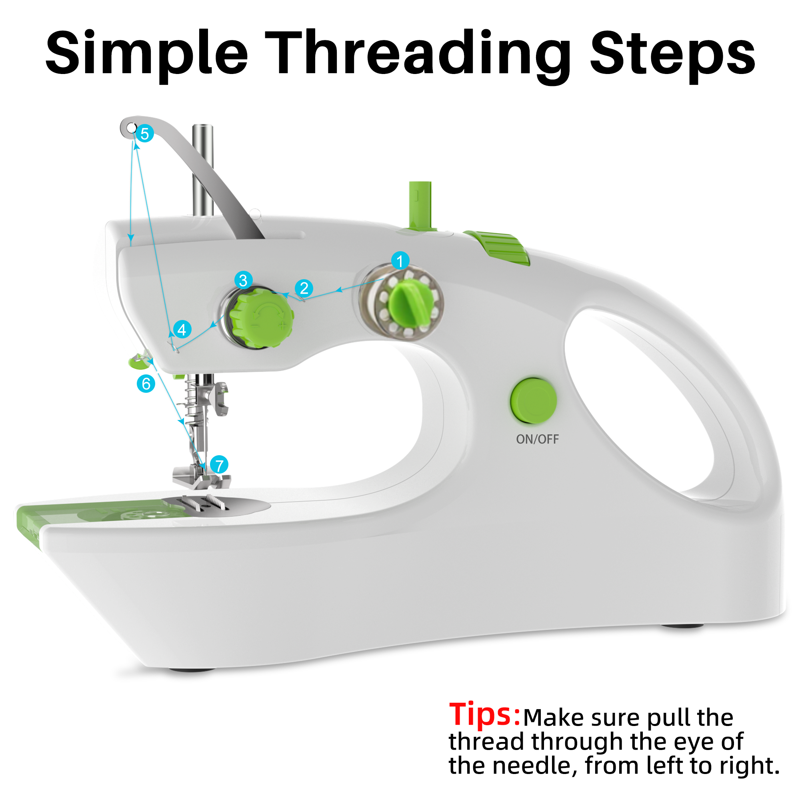 Handheld Sewing Machine for Beginners - Portable Mini Electric Stitcher, Green
