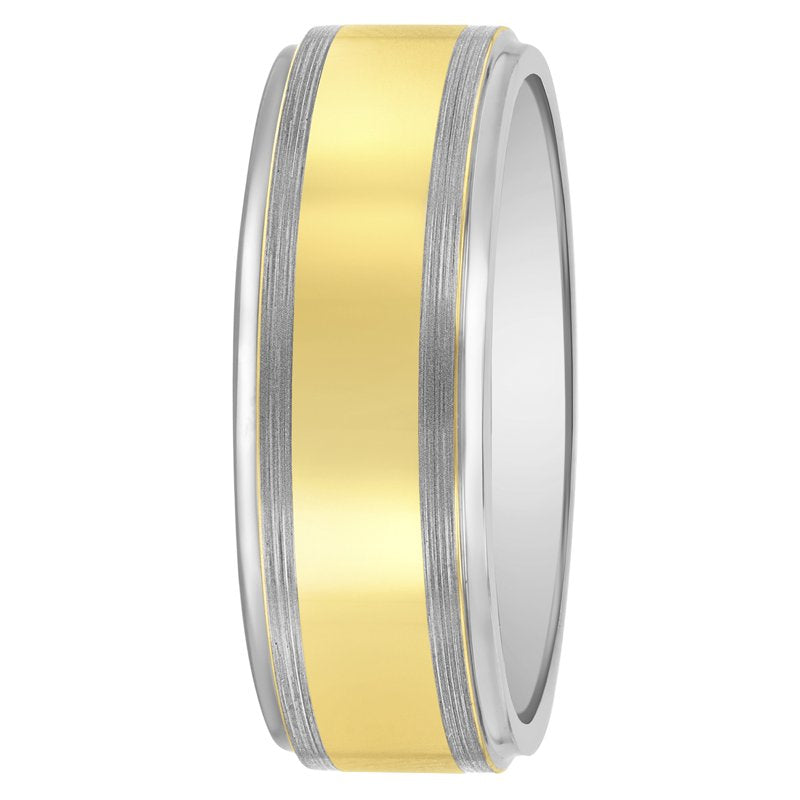 Men's Tungsten Wedding Band with Yellow Finish - High Polish Center 8mm