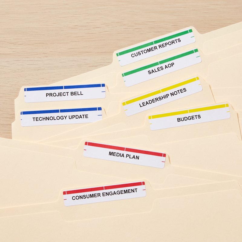 Assorted Color File Folder Labels with Permanent Adhesive - 750 Pack