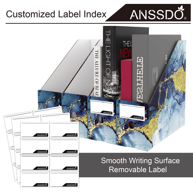Cardboard Magazine File Holder Set - Desk Organizer for Files & Papers