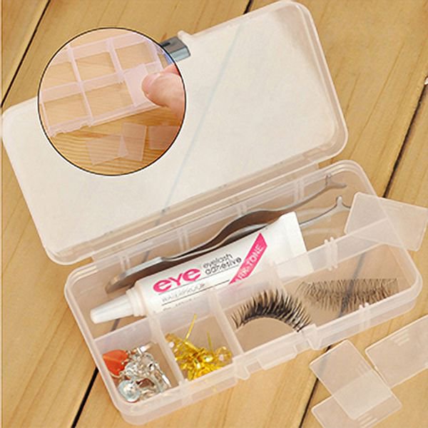 15-Grid Clear Plastic Bead & Jewelry Organizer Box - Adjustable Compartments