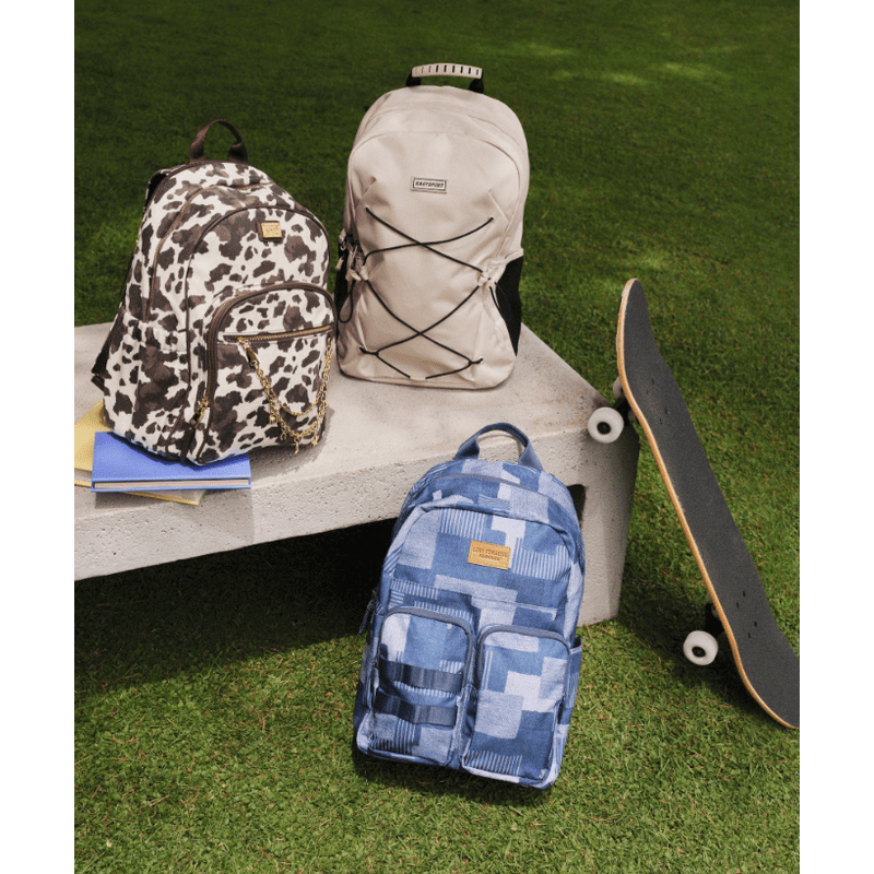 Women's Dome Backpack with Charm Chain Accent - Cow Print