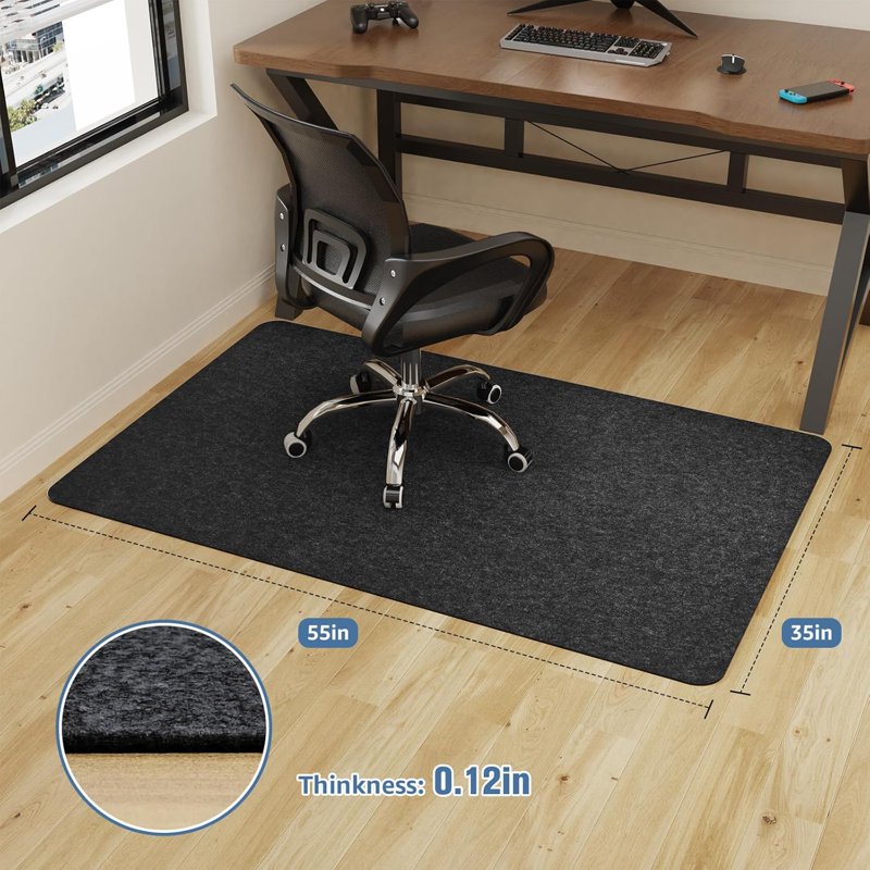 Large 55x35 Inch Office Chair Floor Mat for Hard Floors - Anti-Slip PVC Rug Protector