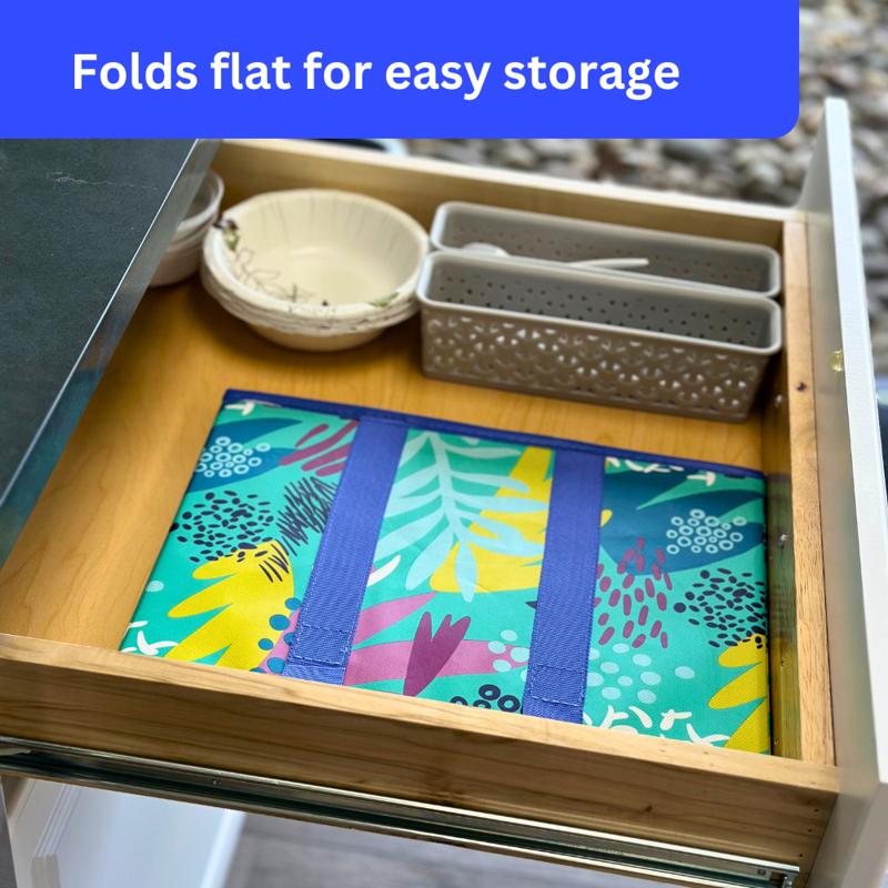 Collapsible Tote Bags Set of 3 - Heavy Duty Reusable Storage & Shopping Totes