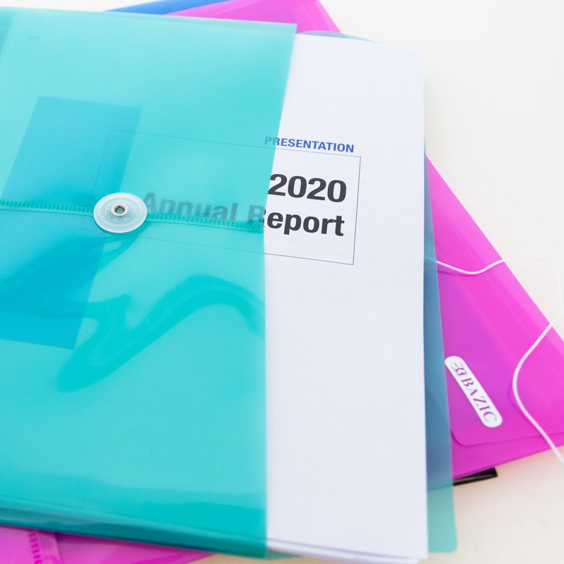 Poly Envelope Binder Pockets with 3-Hole Punch, Clear Document Folders 5-Pack