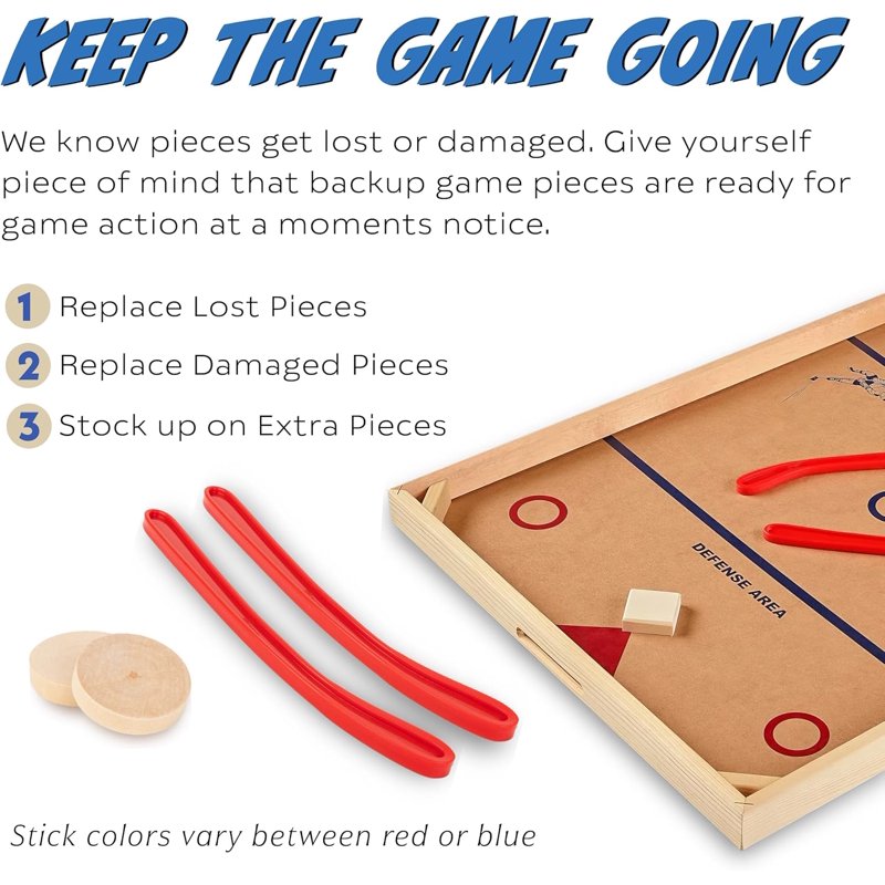 Tabletop Hockey Set with 2 Wooden Pucks & 2 Lightweight Sticks – Indoor Game