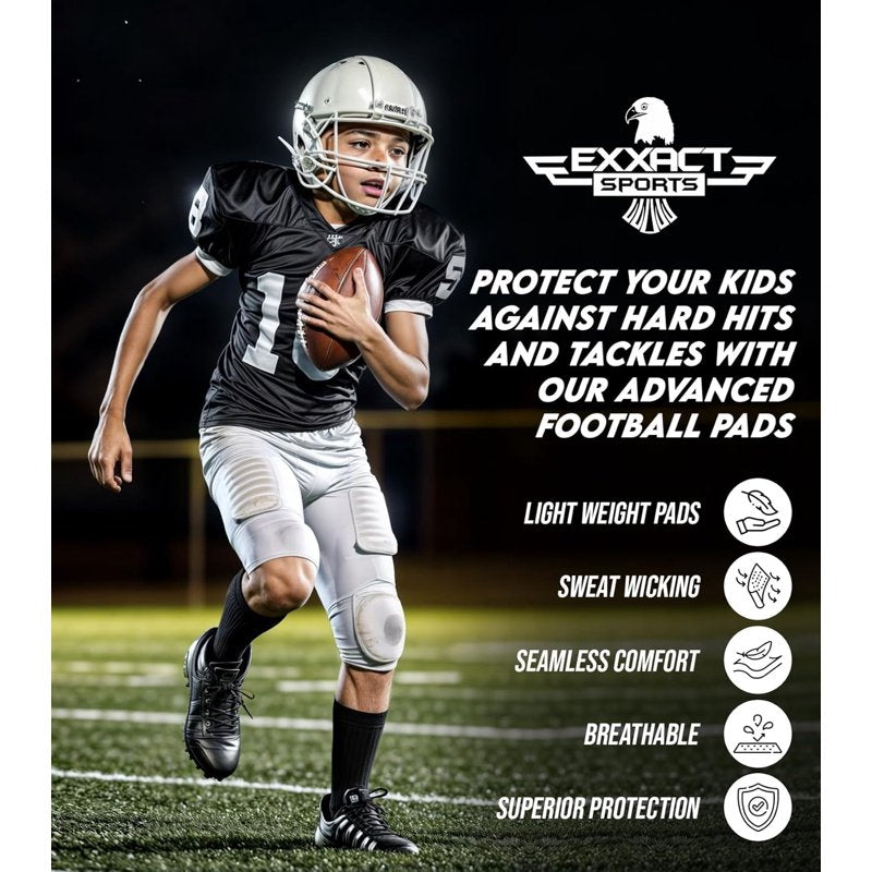 Youth Padded Football Shirt with Shoulder & Spine Protection - Compression Jersey