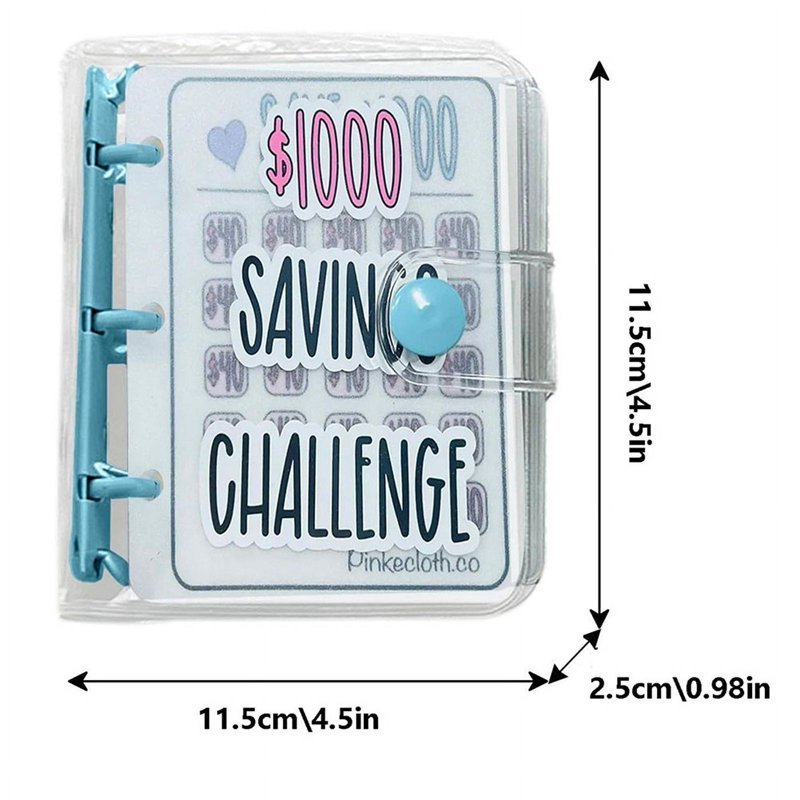 Savings Challenge Binder with Envelopes - Blue, Reusable Money Organizer