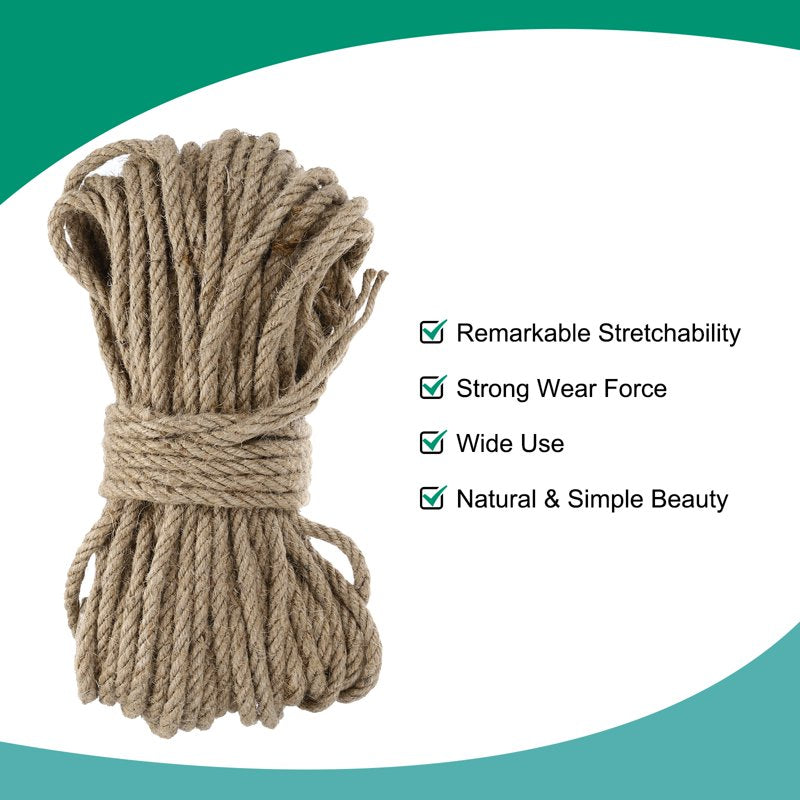 Natural Jute Twine String 98ft x 8mm for Crafts Gift Wrapping & Packaging
