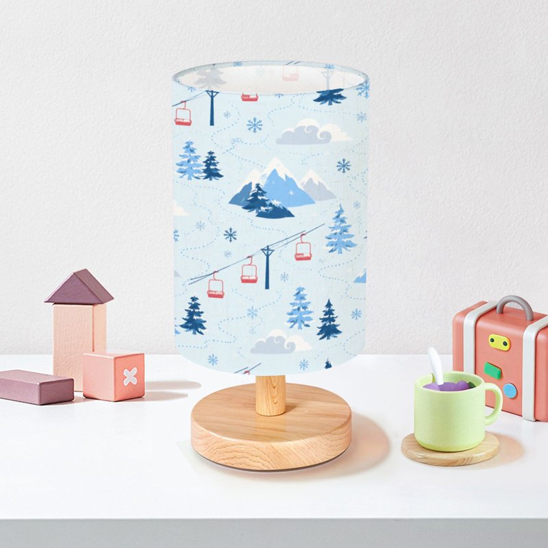16-Color Dimmable Table Lamp with Wooden Base & Fabric Shade for Bedroom Nursery