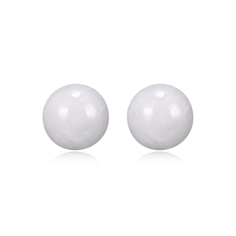 Women's Sterling Silver Jade Stud Earrings in Platinum Finish - Multiple Colors