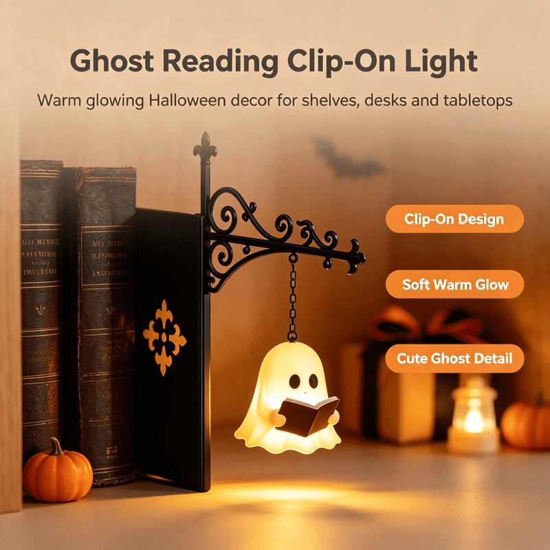 Ghost Library Decorative Bookshelf Light - Mini Hanging Lantern Lamp for Book Lovers (Ghost Variant)