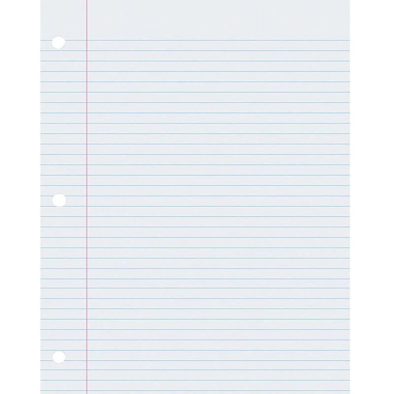 White Composition Paper 8.5 x 11 Inches 500 Sheets - 3-Hole Punched, College Ruled with Red Margin