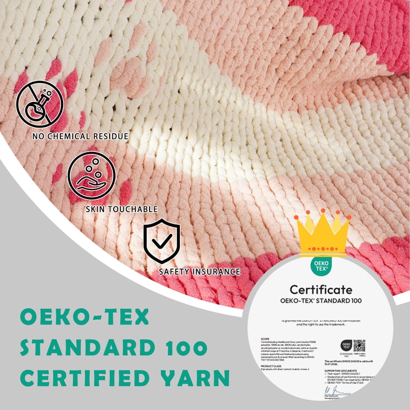 Chunky Chenille Yarn for Knitting & Crocheting - Jumbo Soft Blanket Yarn 8 Skeins