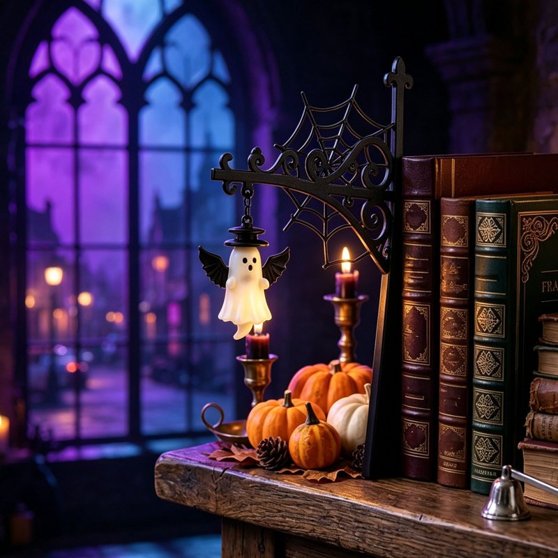Halloween Ghost Light for Bookshelves and Decor - Spooky LED Halloween Lamp