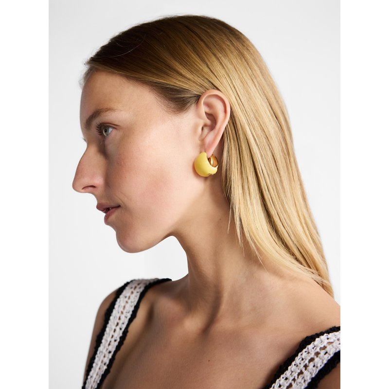 Two-Tone Hoop Earrings for Women - Hypoallergenic Gold & Enamel Design