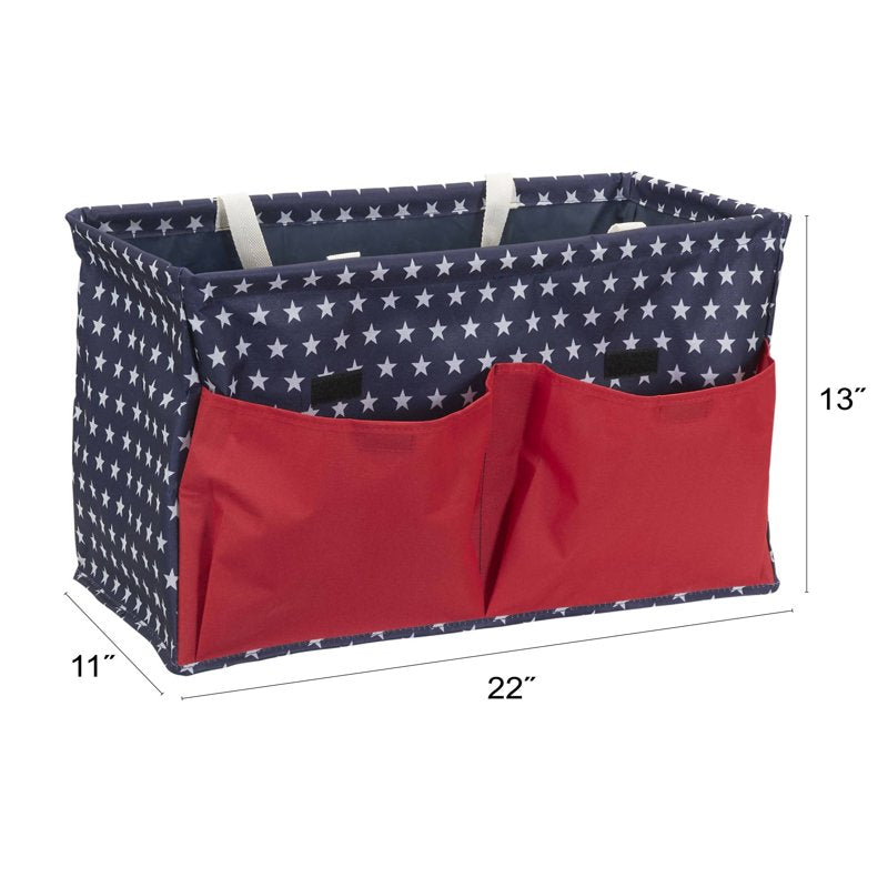 Rectangular Canvas Utility Tote with Handles and Pockets - Water-Resistant Storage Bag