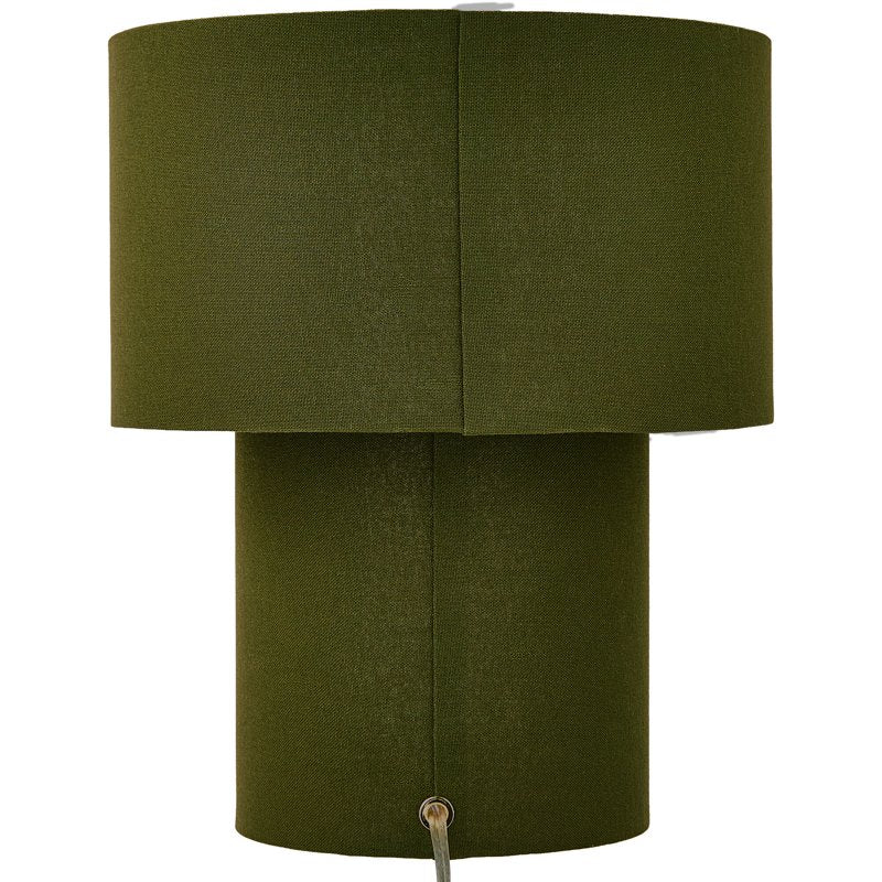13-Inch Dark Green Linen Fabric Table Lamp with Inline Switch