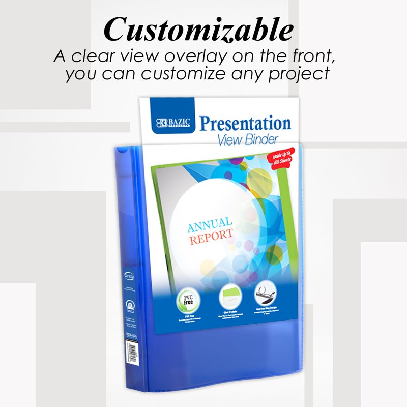 Poly 3-Ring Presentation Binder with Pocket - 6 or 48 Pack, 1/2 Inch