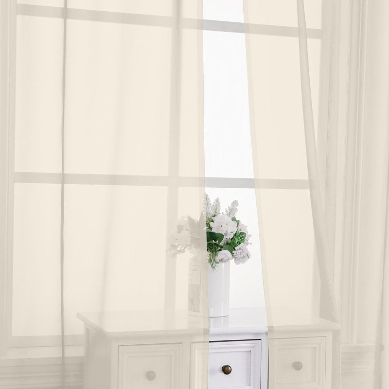 Sheer Voile Curtains 2 Panels - Light Diffusing Window Drapes for Bedroom & Living Room