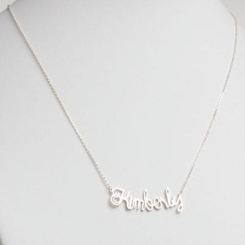 Personalized Silver Script Name Necklace - Customizable Up to 10 Letters