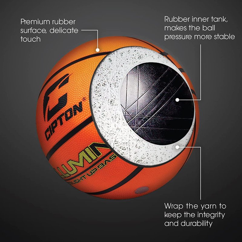 LED Light Up Basketball – Junior Size 27.5 Inch Indoor & Outdoor Rubber Ball with Pump