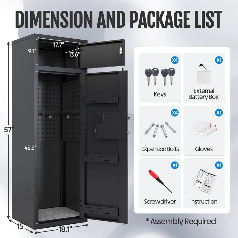 Large Gun Safe for Rifles & Shotguns, Digital Keypad Security Storage