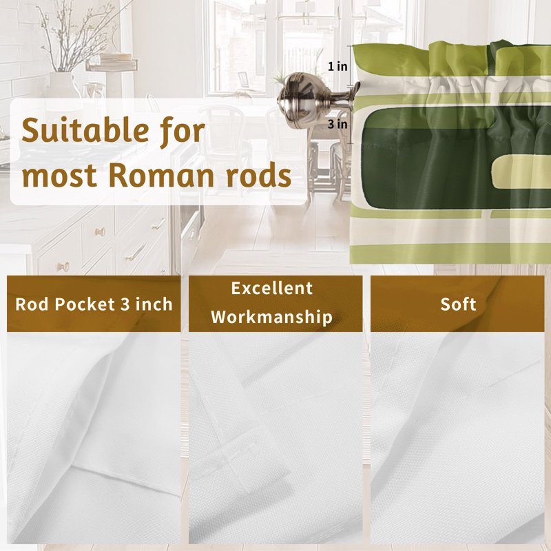 Boho Window Valances Set - Light Filtering Curtain Panels for Living Room & Bedroom