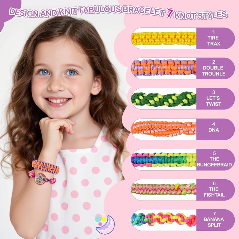 Friendship Bracelet Making Kit for Girls Ages 8-12 Pink Craft Set