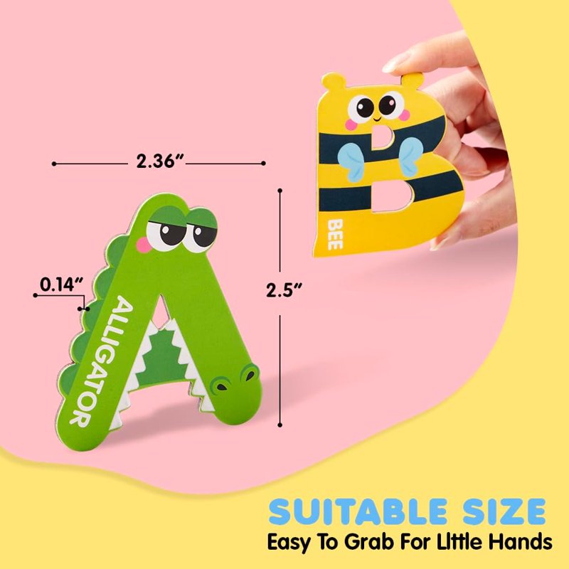 Magnetic Alphabet Letters and Animal Shapes for Toddlers - Educational Kids Toys, 38 Pcs
