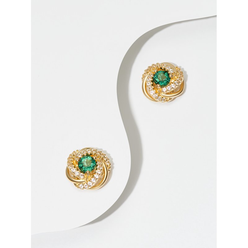 Sterling Silver Love Knot Earrings with Green Quartz or Birthstone Options