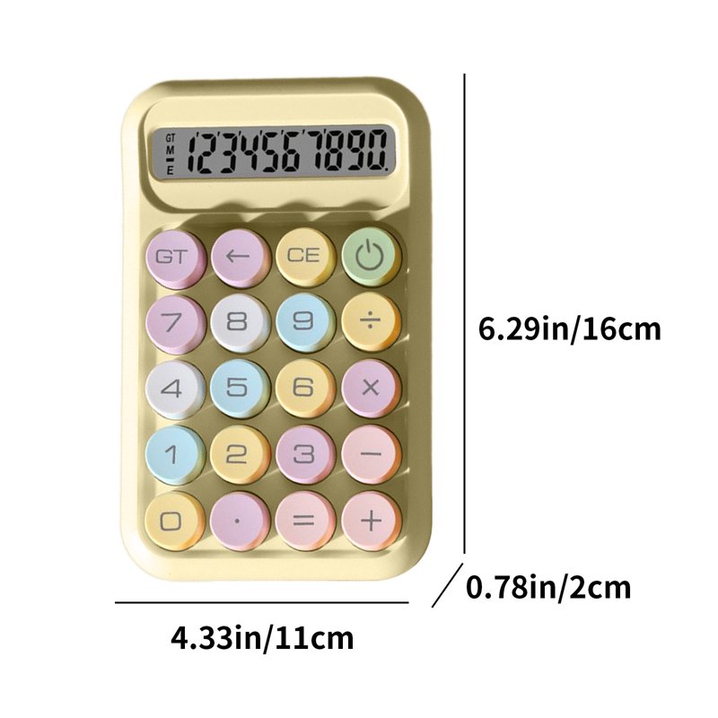 Colorful Candy Desktop Calculator - 10-Digit, 4 Function with Large Keys (Yellow)