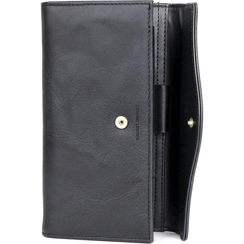Women's Leather Clutch Organizer with Removable Checkbook & Card Slots