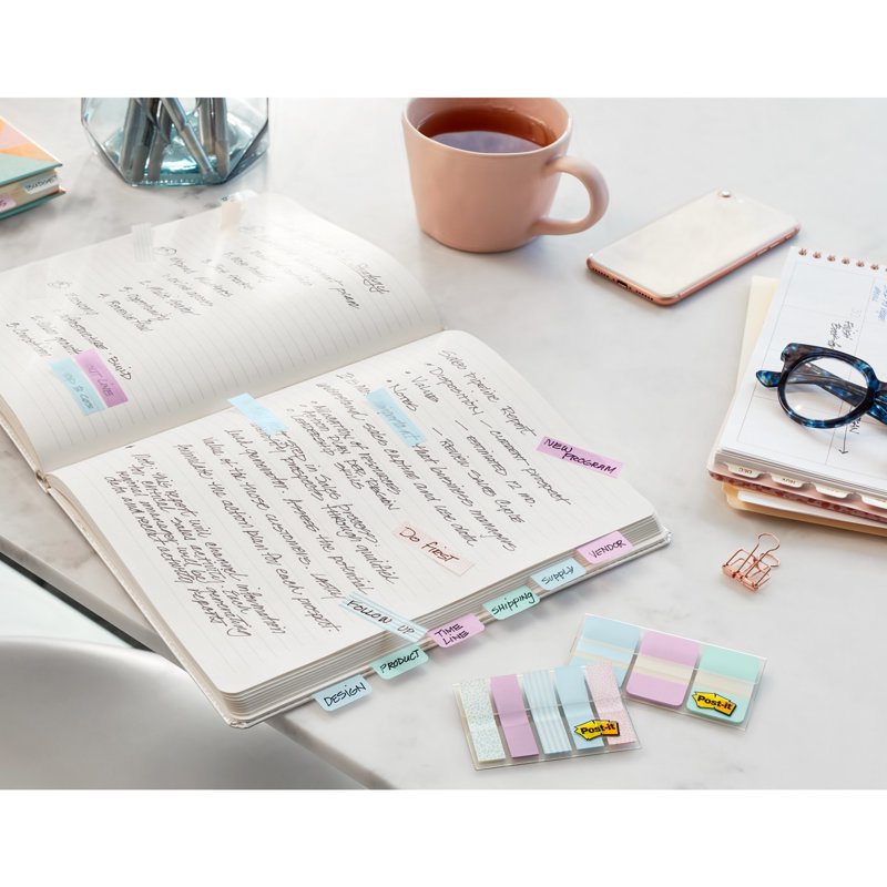 Post-it Durable Color Tab Set - 1 Inch Repositionable Office Dividers