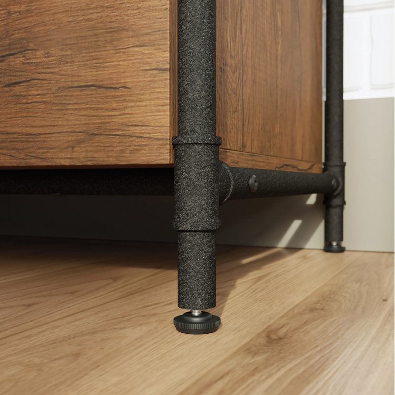 Industrial 2-Drawer Lateral File Cabinet in Checked Oak Finish - Home Office Storage