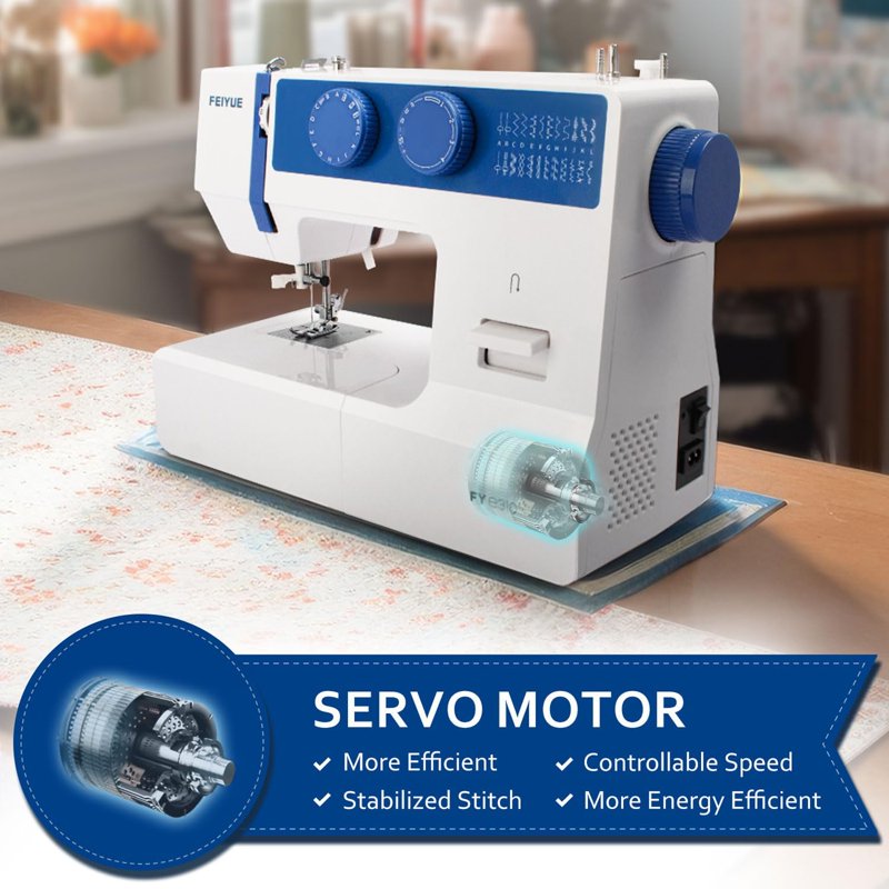 Domestic Sewing Machine with 105 Stitch Options and Foot Pedal - Blue