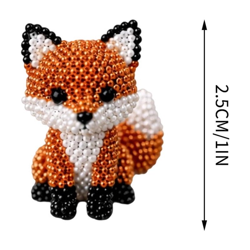 Beaded Animal Kit - Mini 3D Beading Craft Set for Stress Relief (Variation: Red Fox)
