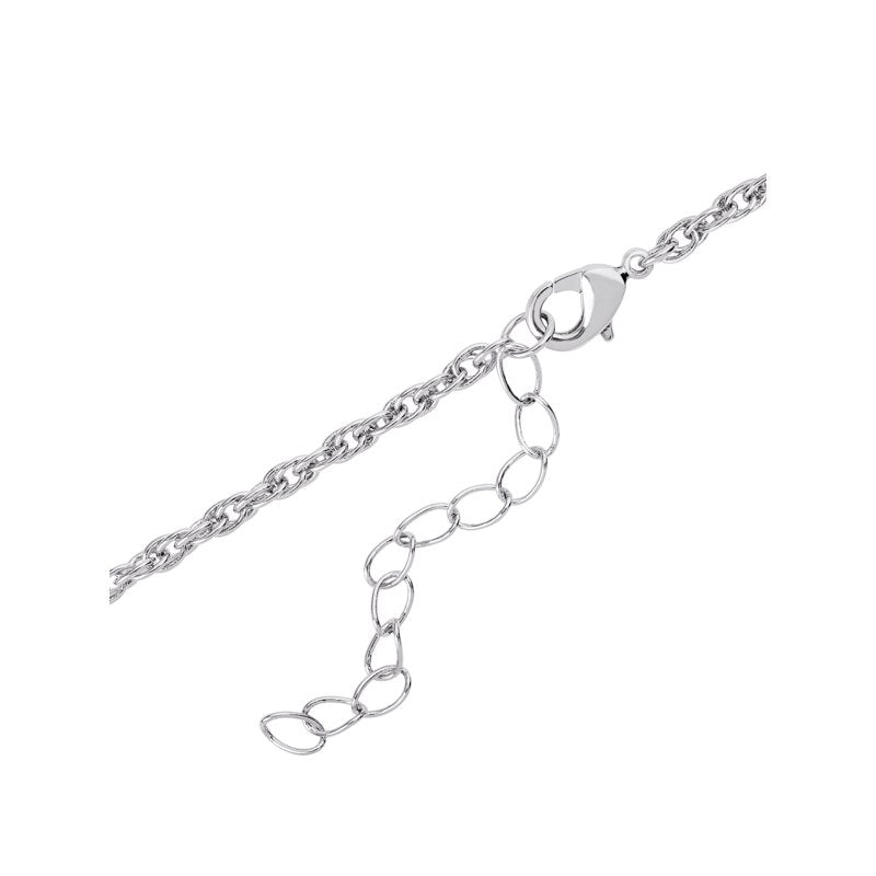 Sterling Silver and Cubic Zirconia Leaves Necklace - 18 Inch with Extender