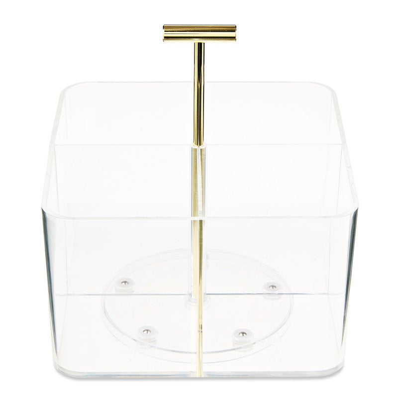 Acrylic Rotating Desk Organizer with 4 Compartments - Clear, 6.57x6.57x7.28 in