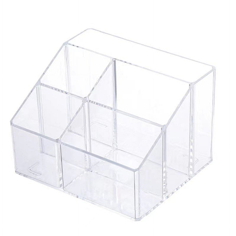 Acrylic Pen Organizer Storage Box - Translucent Desktop Office & Makeup Supplies