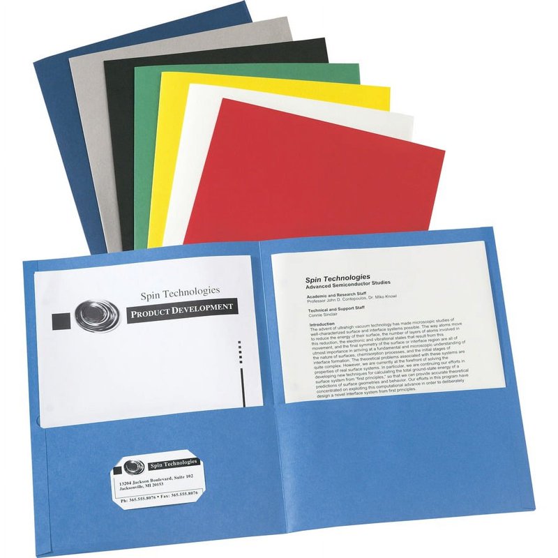 Letter Pocket Folder 8.5 x 11 Inches, 40 Sheet Capacity, 2 Internal Pockets, Black